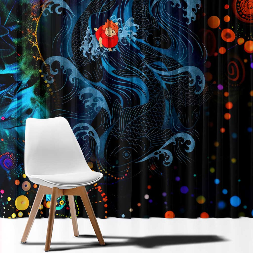 Sea Creatures Ponyo Studio Ghibli Window Curtain Trippy Style