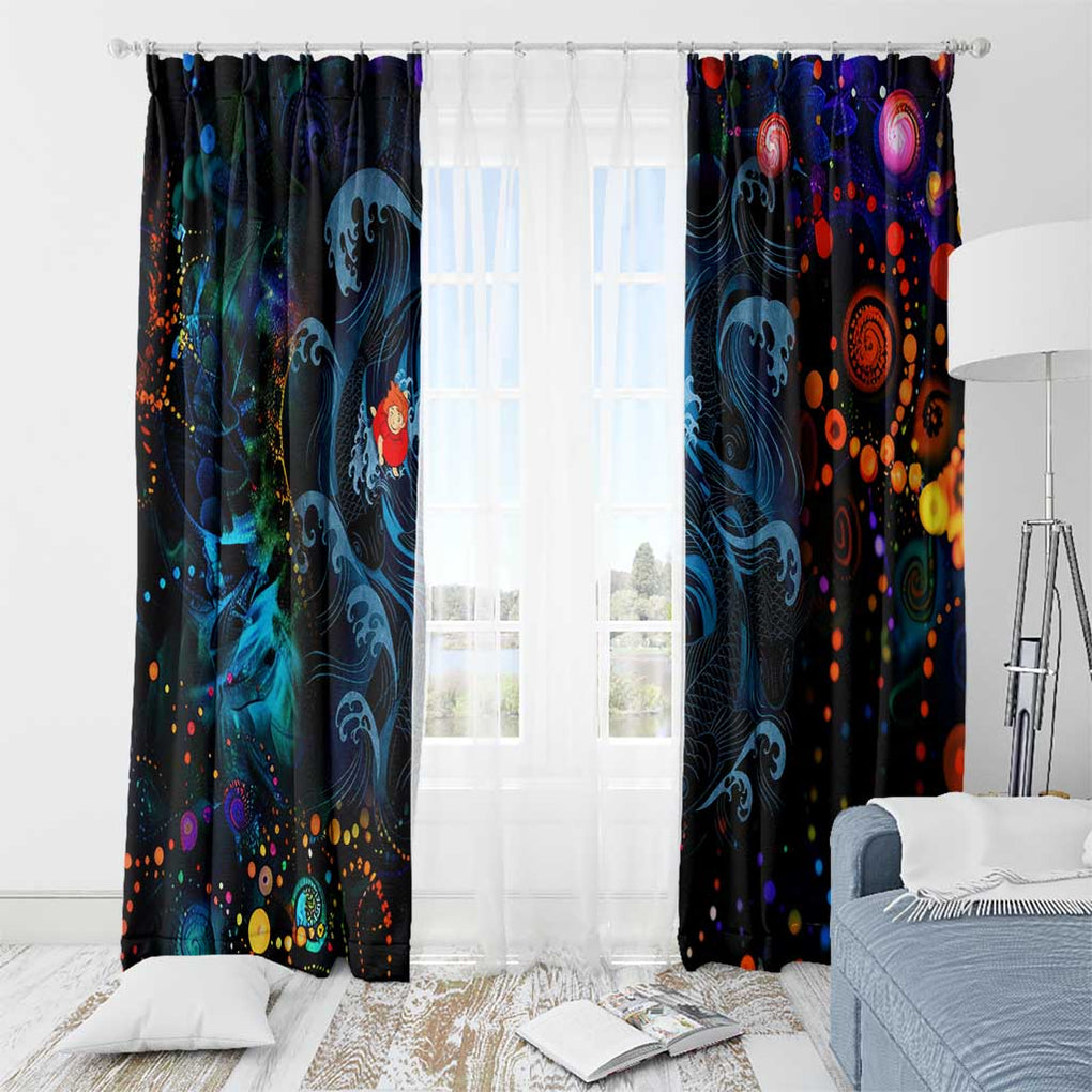 Sea Creatures Ponyo Studio Ghibli Window Curtain Trippy Style
