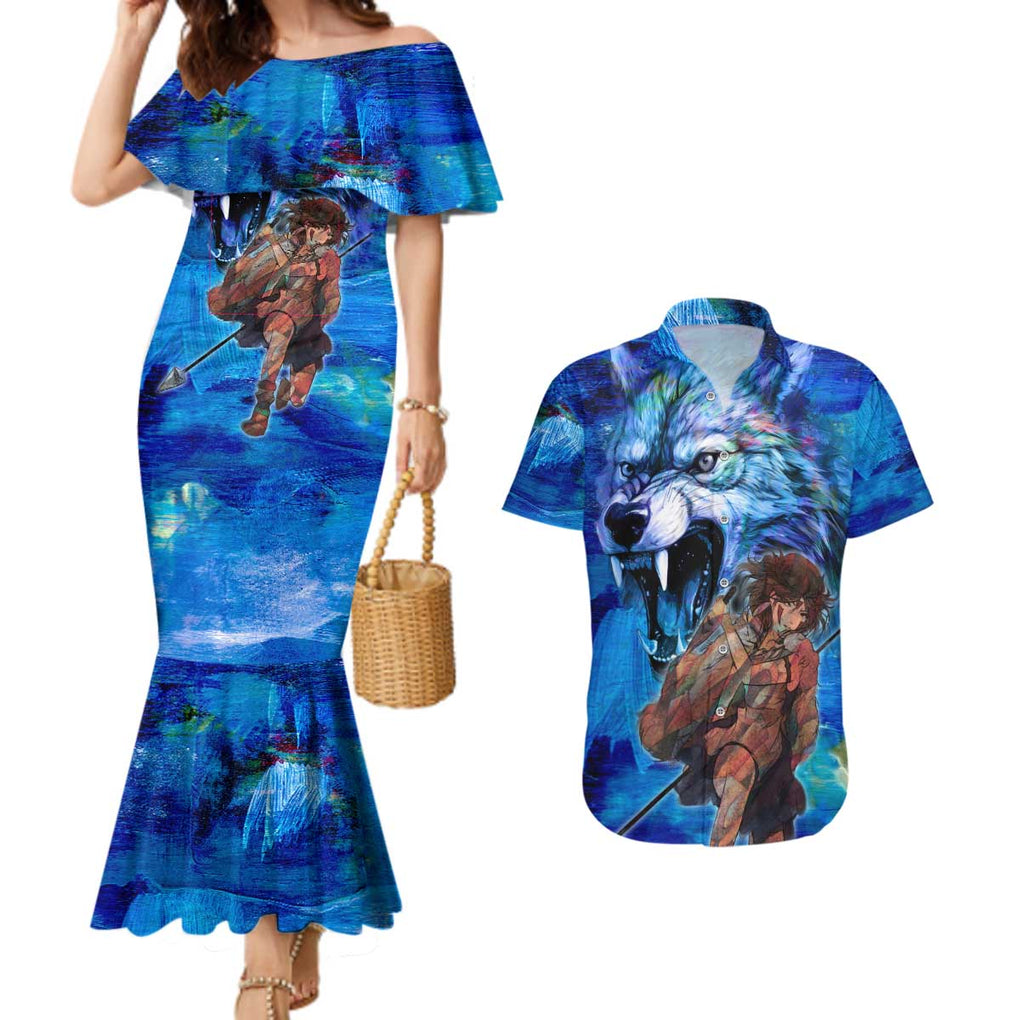 Raging Princess Mononoke Studio Ghibli Couples Matching Mermaid Dress and Hawaiian Shirt Trippy Style