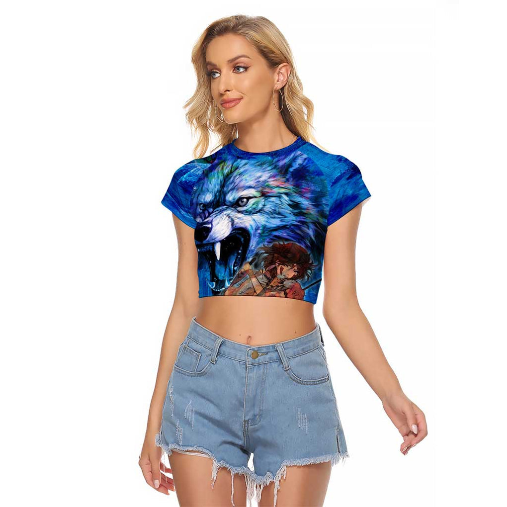 Raging Princess Mononoke Studio Ghibli Raglan Cropped T Shirt Trippy Style