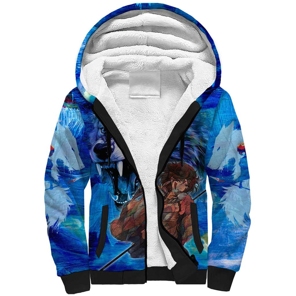 Raging Princess Mononoke Studio Ghibli Sherpa Hoodie Trippy Style