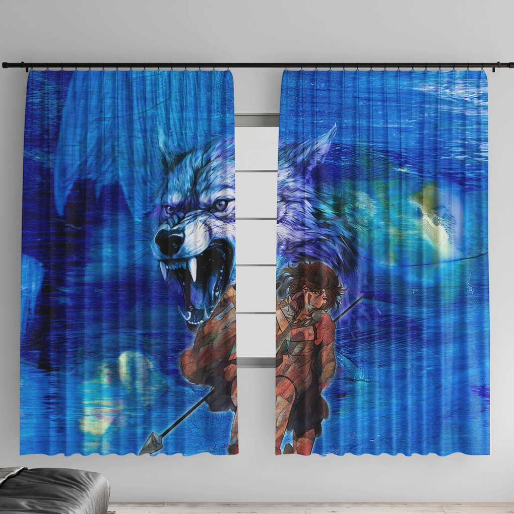Raging Princess Mononoke Studio Ghibli Window Curtain Trippy Style