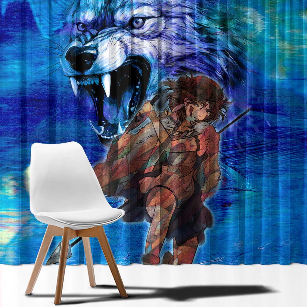 Raging Princess Mononoke Studio Ghibli Window Curtain Trippy Style