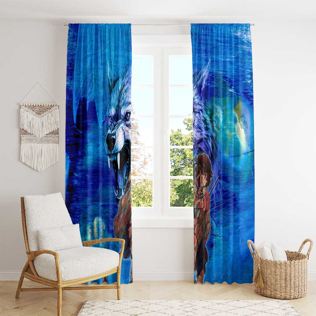 Raging Princess Mononoke Studio Ghibli Window Curtain Trippy Style