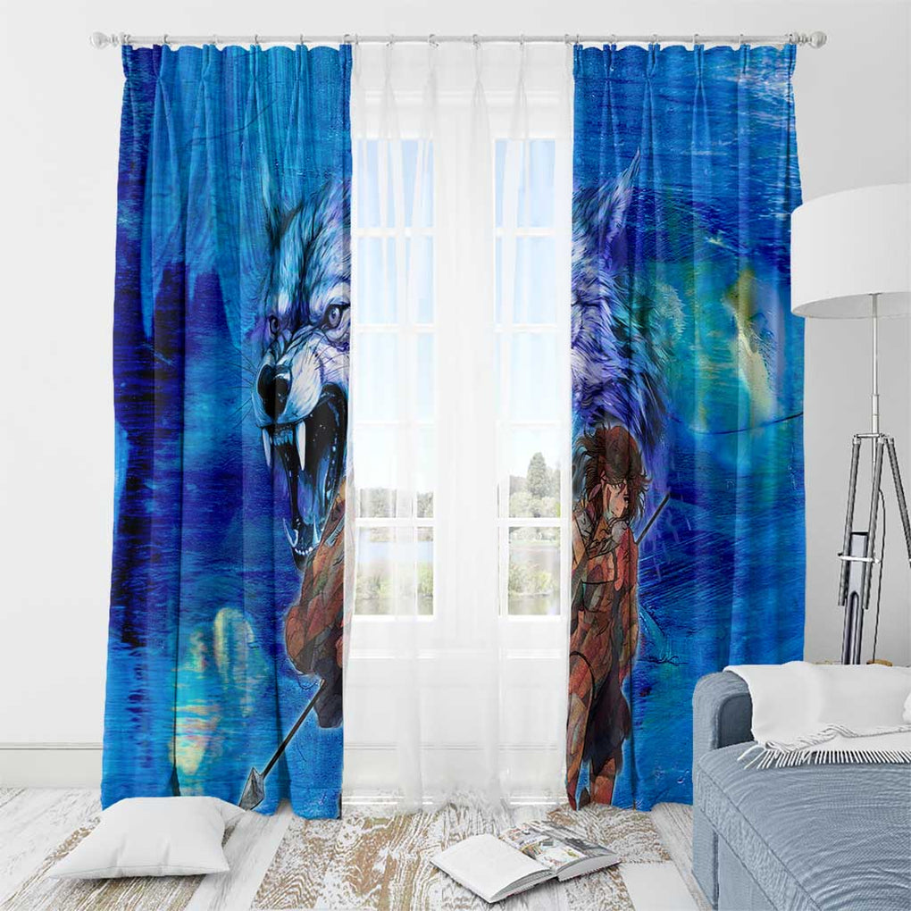 Raging Princess Mononoke Studio Ghibli Window Curtain Trippy Style