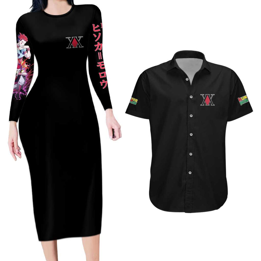 Hisoka V2 Hunter x Hunter Couples Matching Long Sleeve Bodycon Dress and Hawaiian Shirt Anime Style
