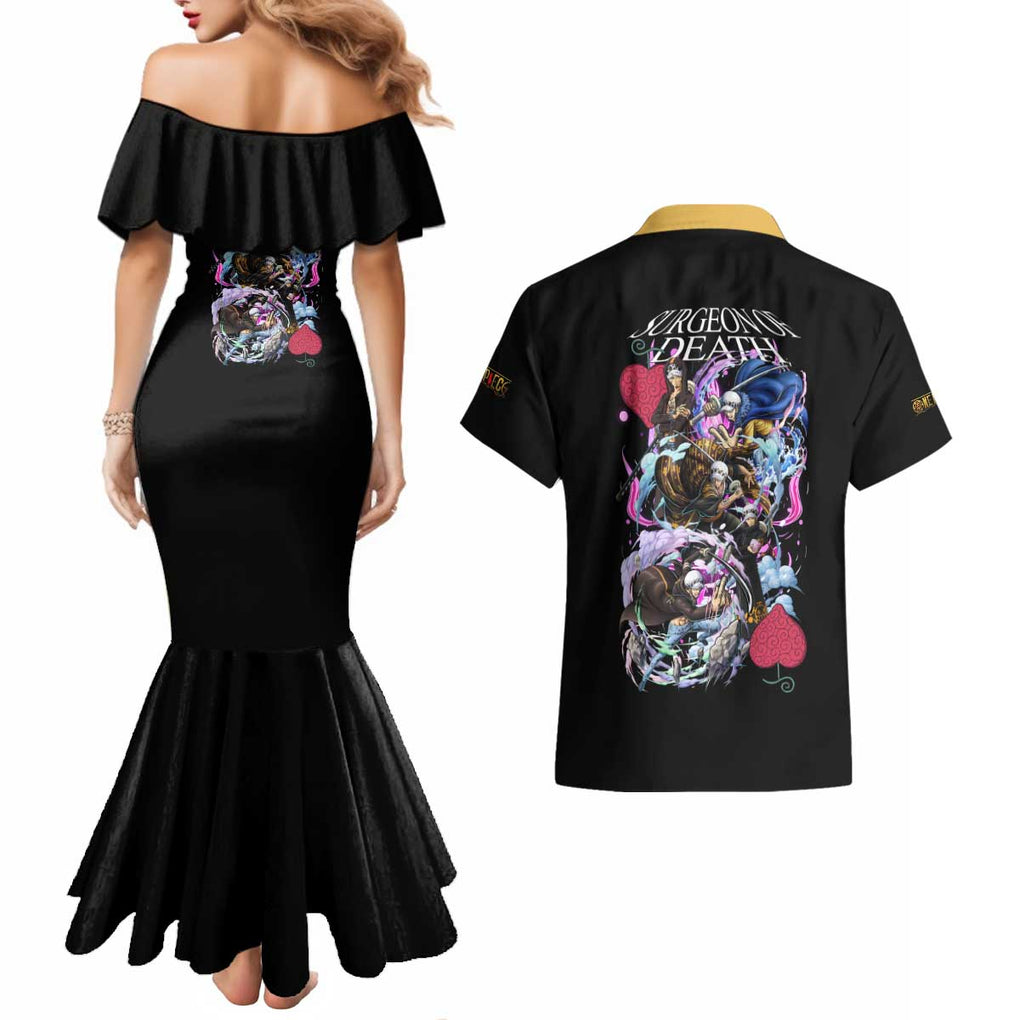 Trafalgar D. Law V4 One Piece Couples Matching Mermaid Dress and Hawaiian Shirt Anime Style