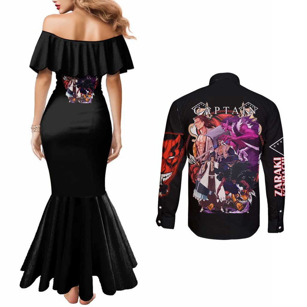 Zaraki Kenpachi V4 Bleach Couples Matching Mermaid Dress and Long Sleeve Button Shirt Anime Style