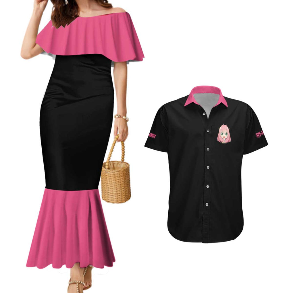 Anya Forger V2 Spy x Family Couples Matching Mermaid Dress and Hawaiian Shirt Anime Style