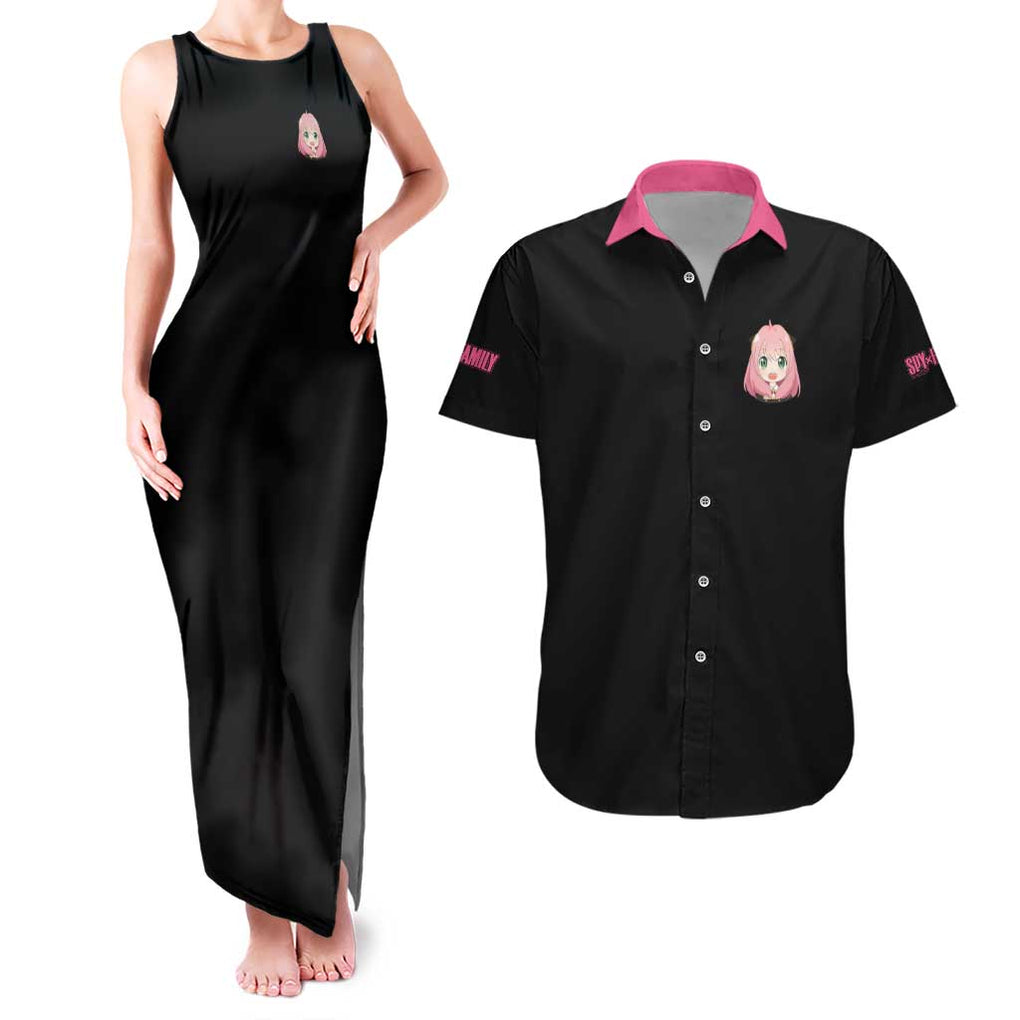 Anya Forger V2 Spy x Family Couples Matching Tank Maxi Dress and Hawaiian Shirt Anime Style