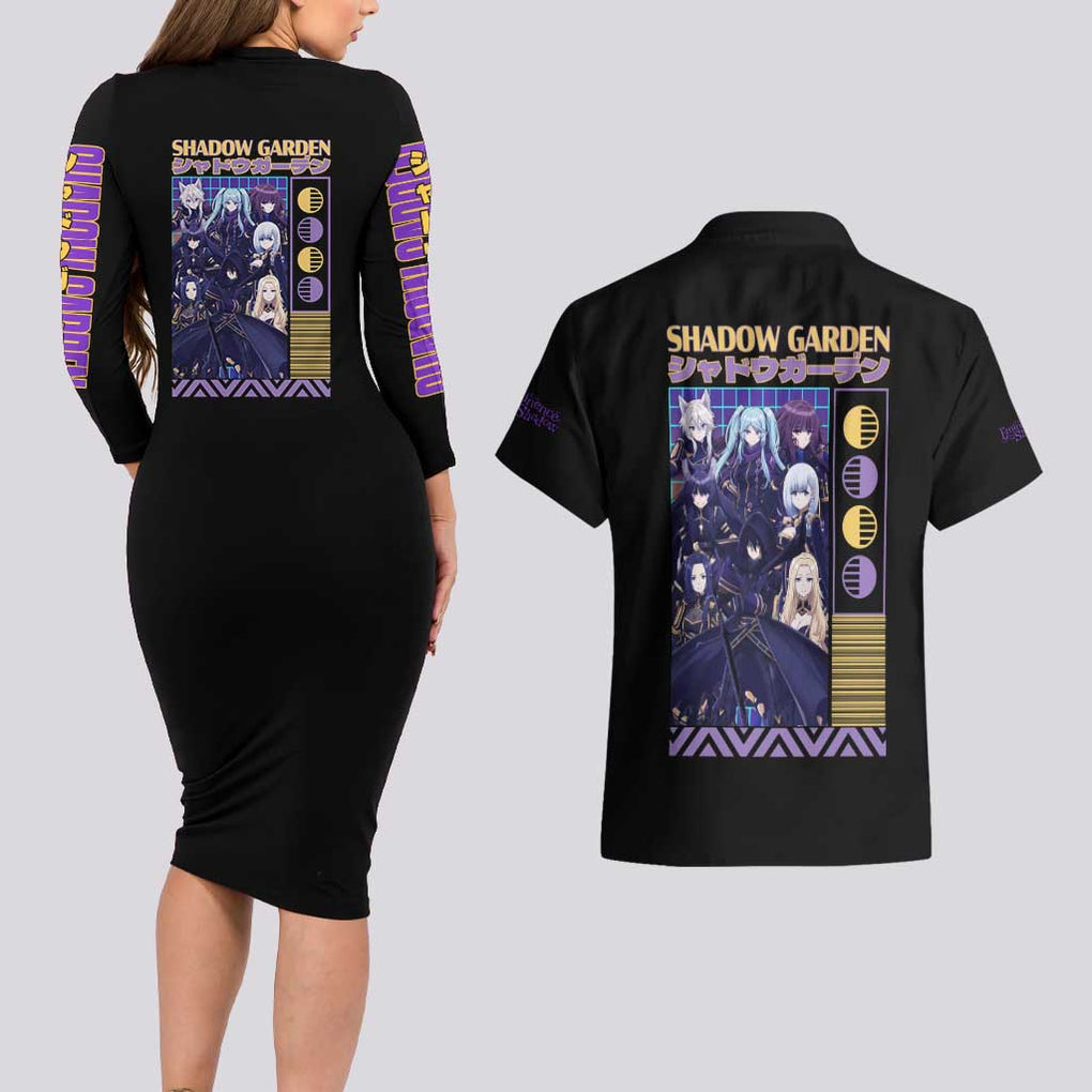 Shadow Garden The Eminence in Shadow Couples Matching Long Sleeve Bodycon Dress and Hawaiian Shirt Anime Style