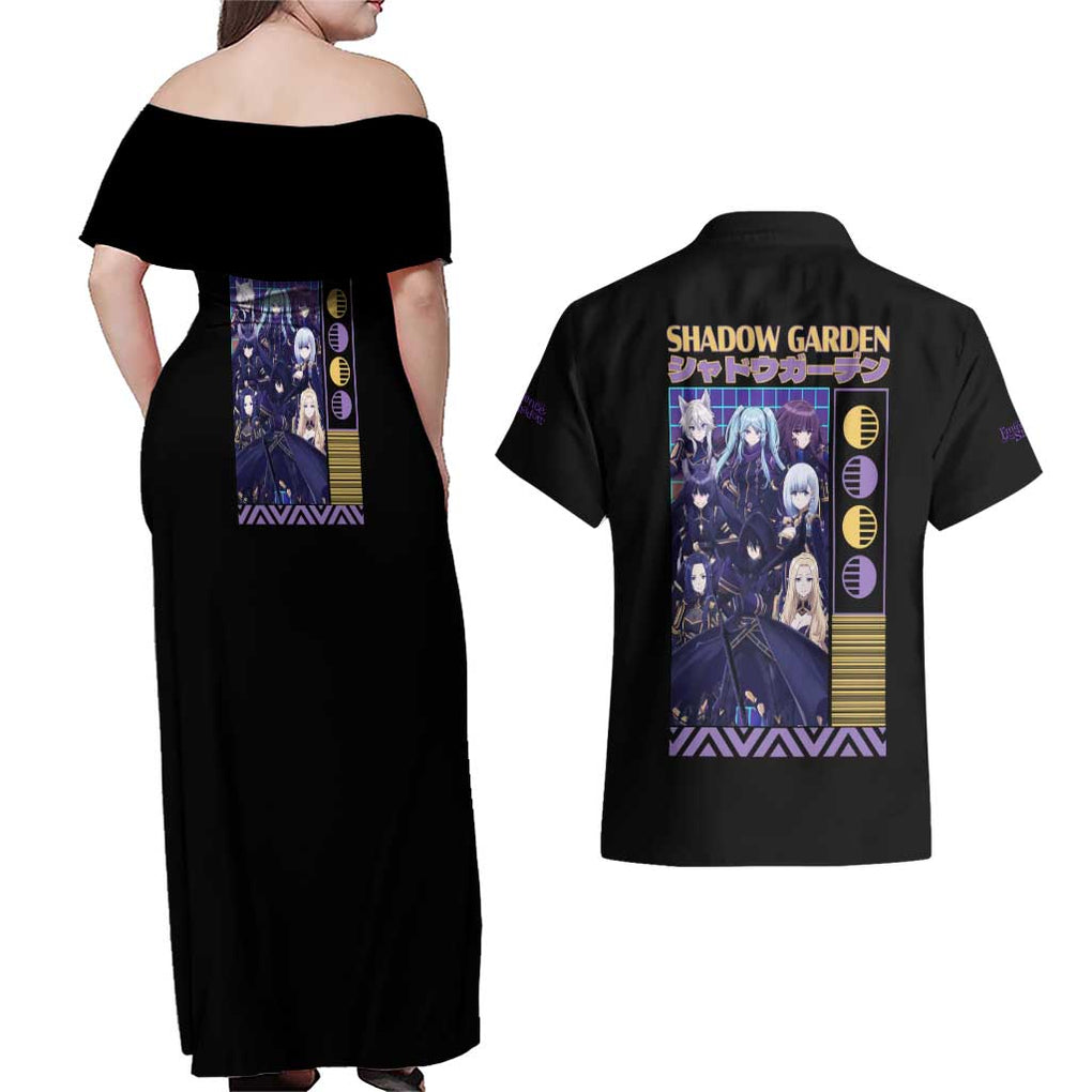 Shadow Garden The Eminence in Shadow Couples Matching Off Shoulder Maxi Dress and Hawaiian Shirt Anime Style