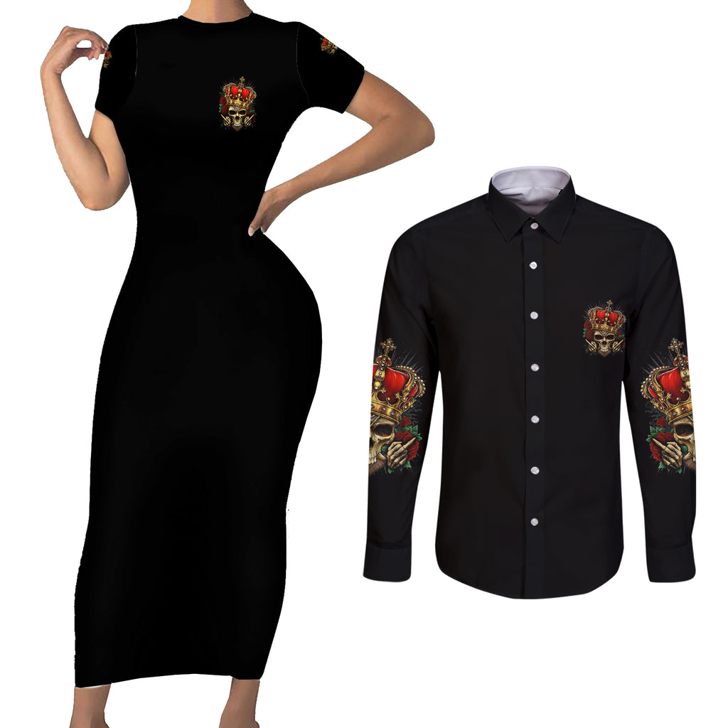im-not-a-princess-im-the-fcking-queen-couples-matching-short-sleeve-bodycon-dress-and-long-sleeve-button-shirt