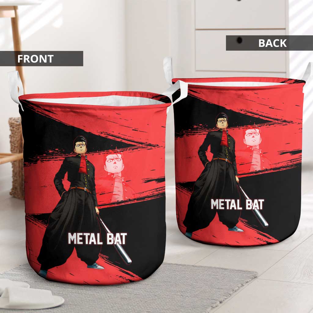 Metal Bat One Punch Man Anime Red and Black Theme Laundry Basket with Street Fighter Style and Bold Bat Stance - The Mazicc