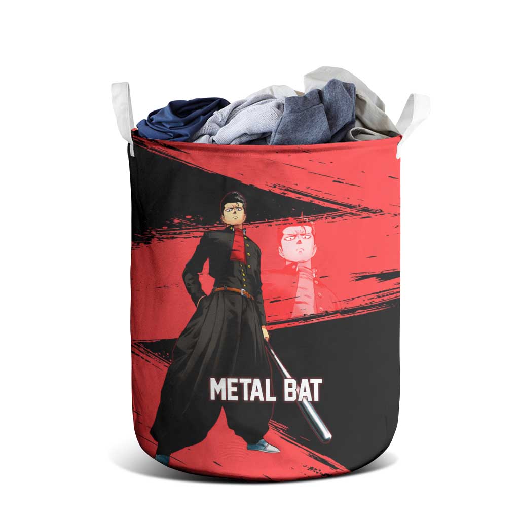 Metal Bat One Punch Man Anime Red and Black Theme Laundry Basket with Street Fighter Style and Bold Bat Stance - The Mazicc