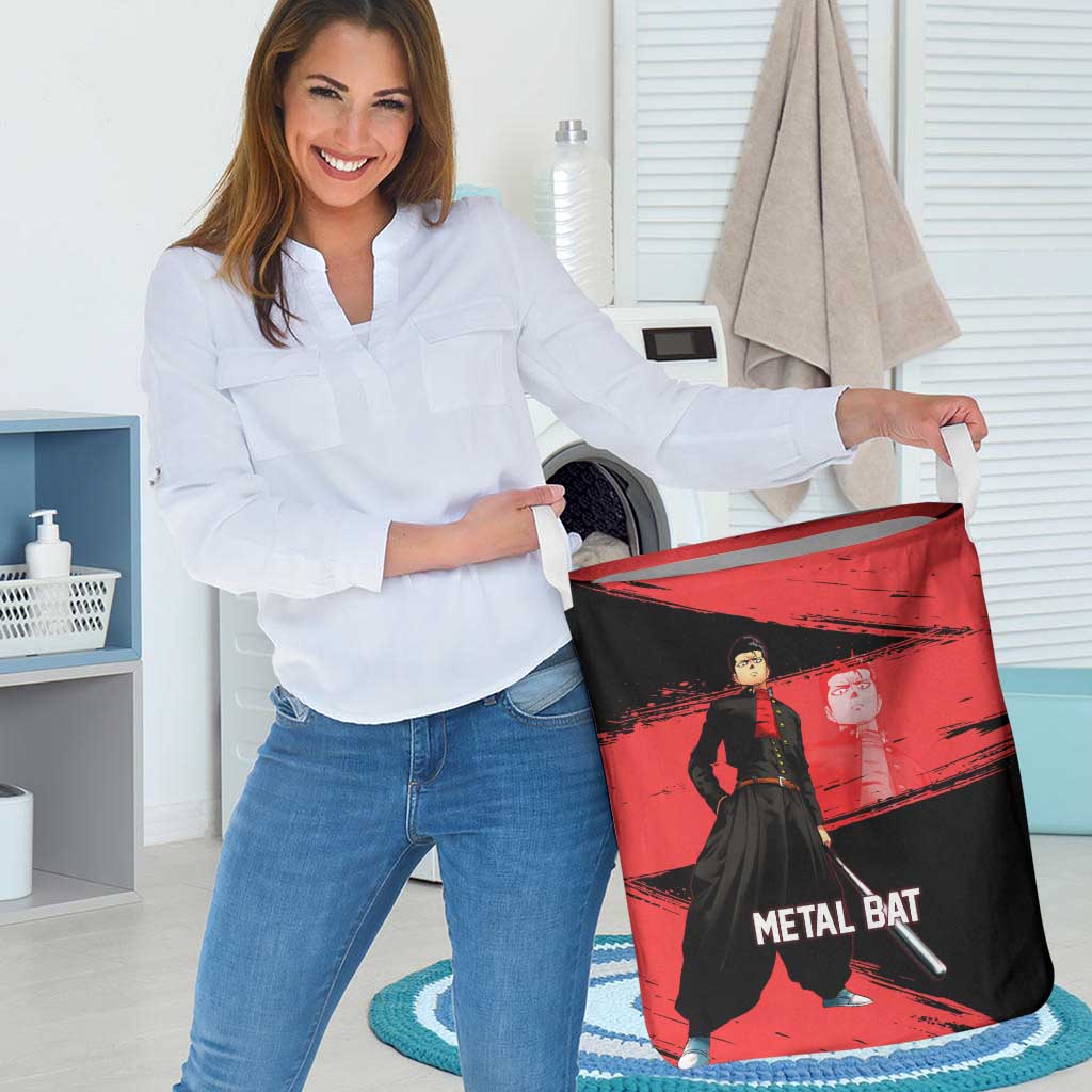 Metal Bat One Punch Man Anime Red and Black Theme Laundry Basket with Street Fighter Style and Bold Bat Stance - The Mazicc
