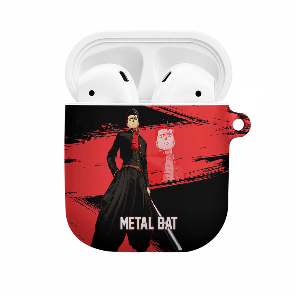 Metal Bat One Punch Man Anime Red and Black Theme AirPods Case with Street Fighter Style and Bold Bat Stance - The Mazicc