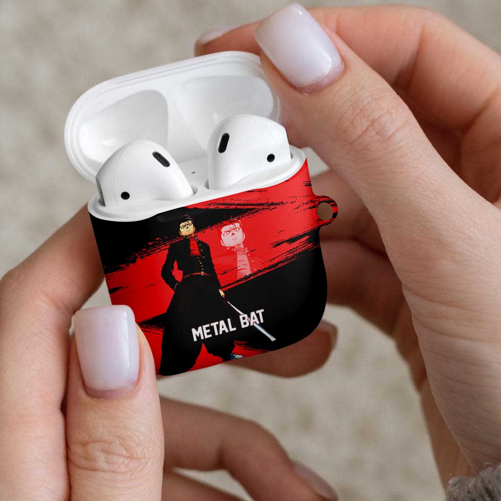 Metal Bat One Punch Man Anime Red and Black Theme AirPods Case with Street Fighter Style and Bold Bat Stance - The Mazicc