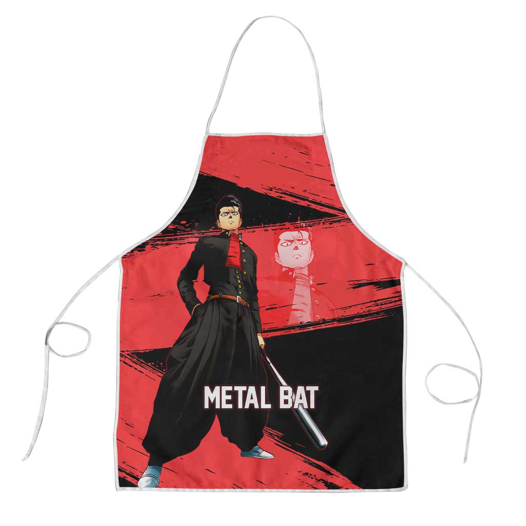 Metal Bat One Punch Man Anime Red and Black Theme Apron with Street Fighter Style and Bold Bat Stance - The Mazicc