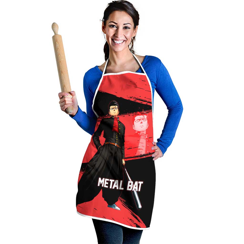 Metal Bat One Punch Man Anime Red and Black Theme Apron with Street Fighter Style and Bold Bat Stance - The Mazicc