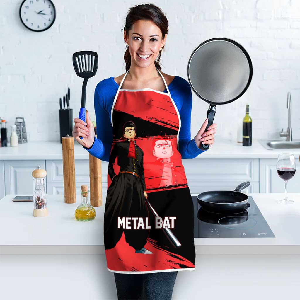 Metal Bat One Punch Man Anime Red and Black Theme Apron with Street Fighter Style and Bold Bat Stance - The Mazicc