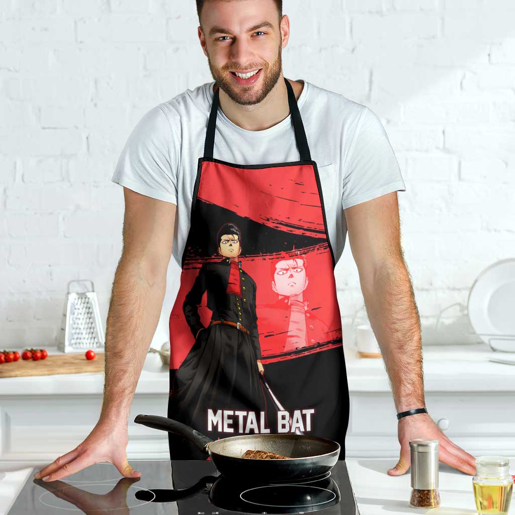 Metal Bat One Punch Man Anime Red and Black Theme Apron with Street Fighter Style and Bold Bat Stance - The Mazicc