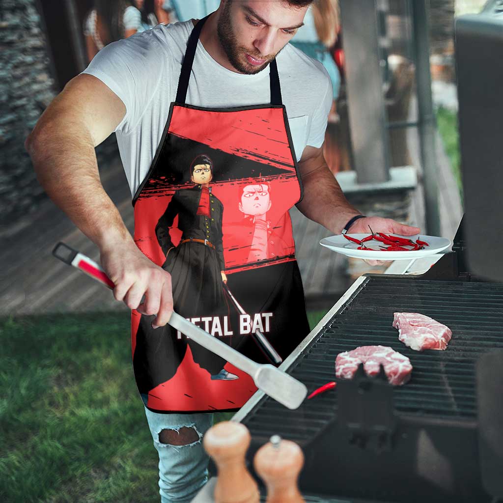 Metal Bat One Punch Man Anime Red and Black Theme Apron with Street Fighter Style and Bold Bat Stance - The Mazicc