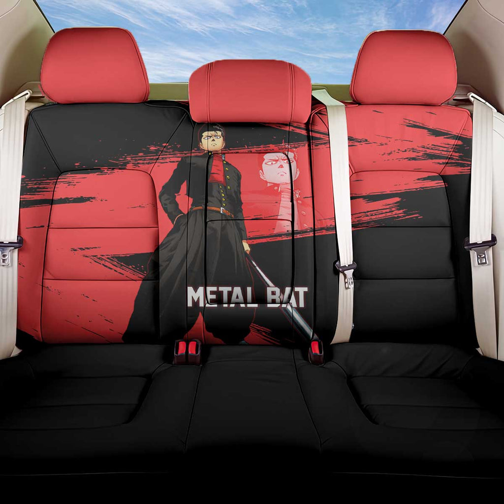 Metal Bat One Punch Man Anime Red and Black Theme Back Car Seat Cover with Street Fighter Style and Bold Bat Stance - The Mazicc