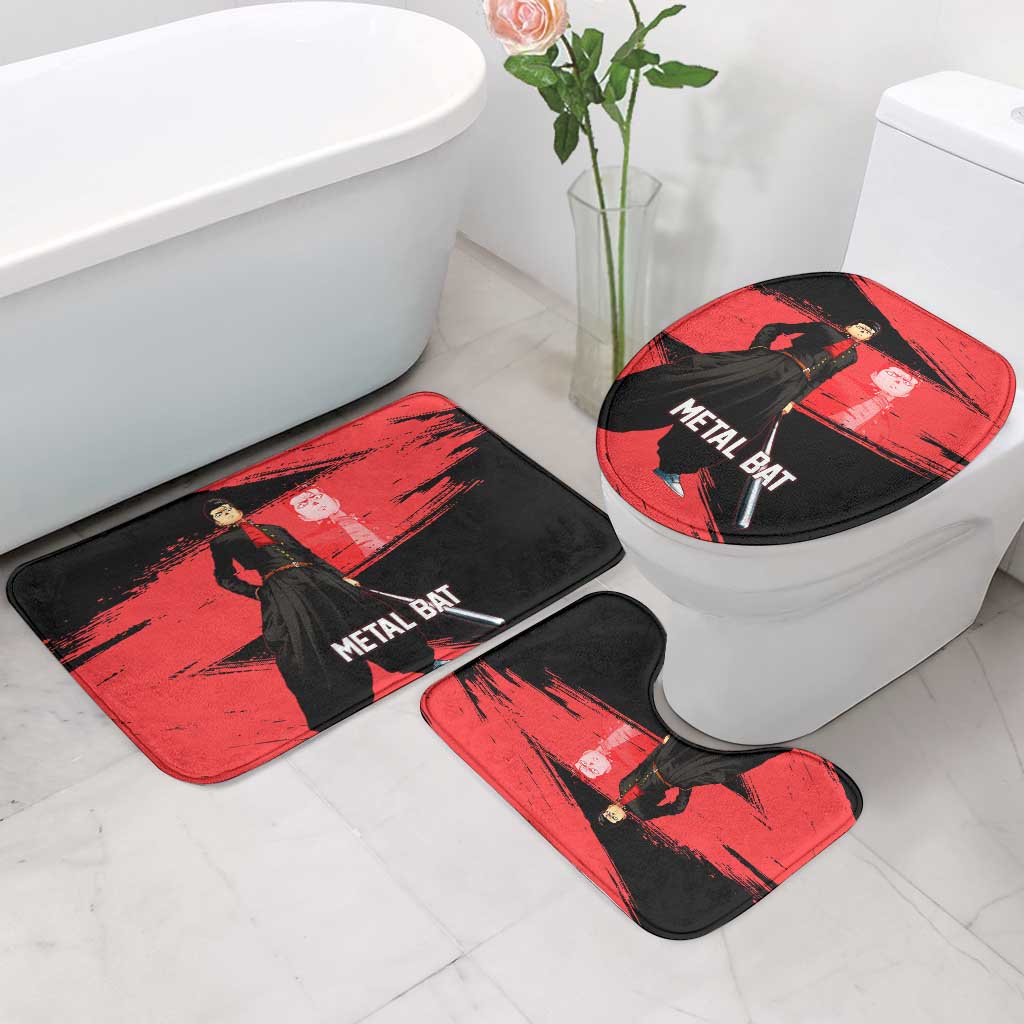 Metal Bat One Punch Man Anime Red and Black Theme Bathroom Set with Street Fighter Style and Bold Bat Stance - The Mazicc