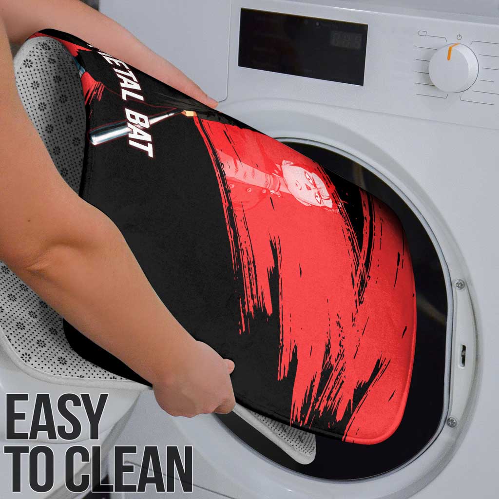 Metal Bat One Punch Man Anime Red and Black Theme Bathroom Set with Street Fighter Style and Bold Bat Stance - The Mazicc