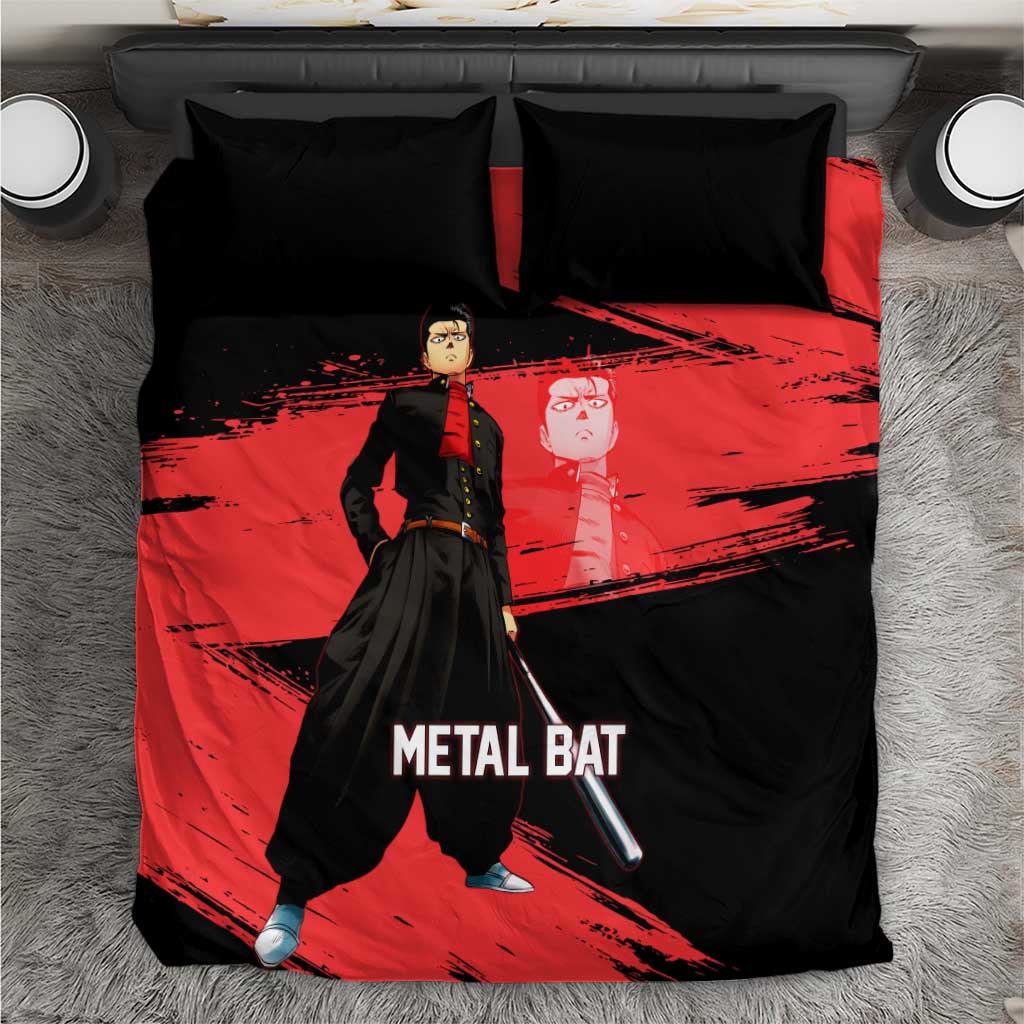 Metal Bat One Punch Man Anime Red and Black Theme Bedding Set with Street Fighter Style and Bold Bat Stance - The Mazicc