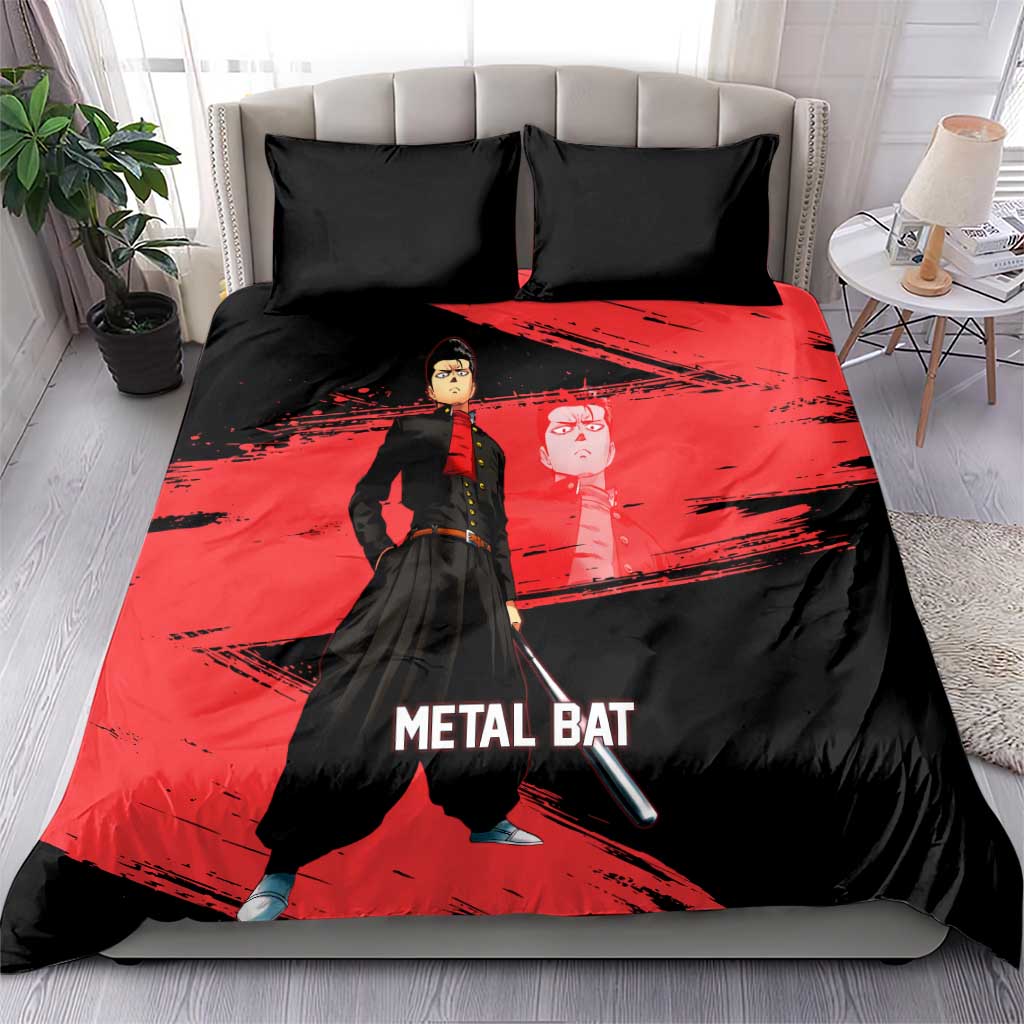 Metal Bat One Punch Man Anime Red and Black Theme Bedding Set with Street Fighter Style and Bold Bat Stance - The Mazicc