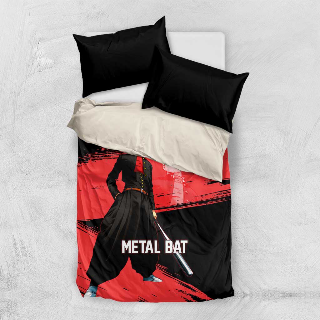Metal Bat One Punch Man Anime Red and Black Theme Bedding Set with Street Fighter Style and Bold Bat Stance - The Mazicc