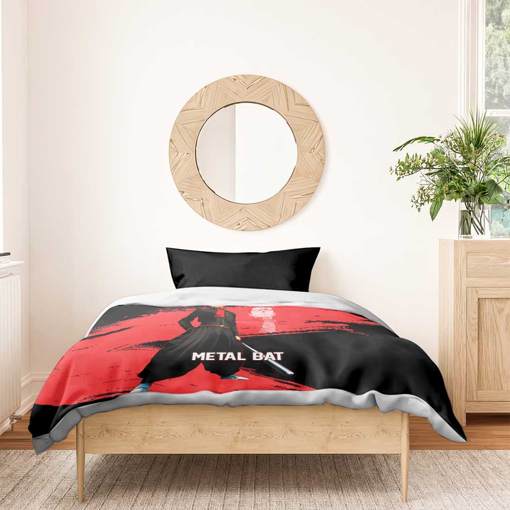 Metal Bat One Punch Man Anime Red and Black Theme Bedding Set with Street Fighter Style and Bold Bat Stance - The Mazicc