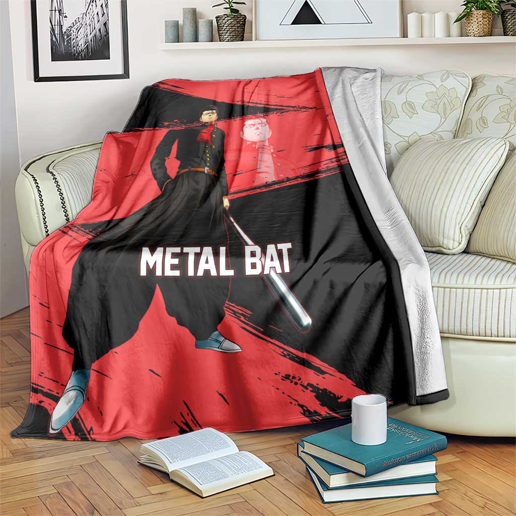 Metal Bat One Punch Man Anime Red and Black Theme Blanket with Street Fighter Style and Bold Bat Stance - The Mazicc