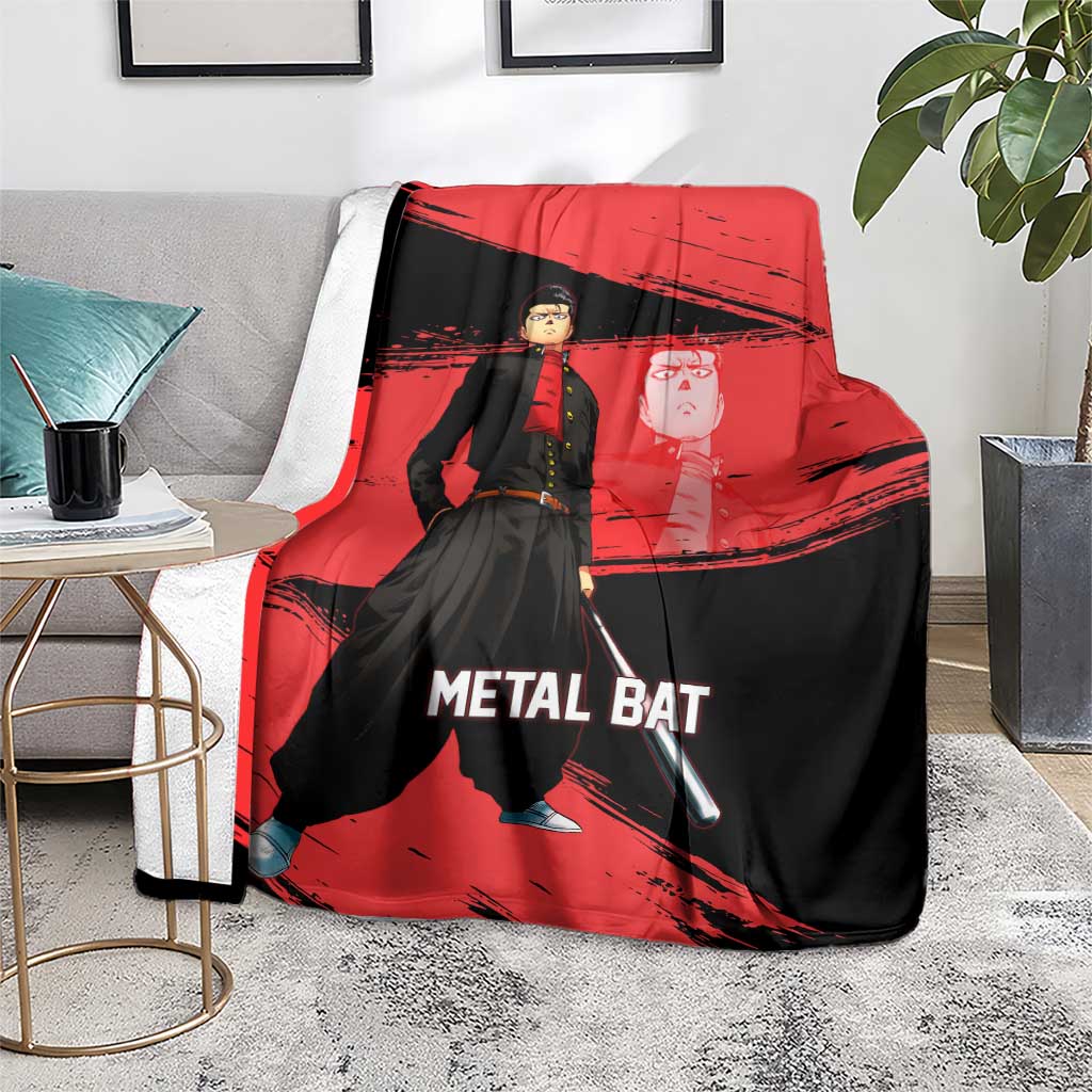 Metal Bat One Punch Man Anime Red and Black Theme Blanket with Street Fighter Style and Bold Bat Stance - The Mazicc