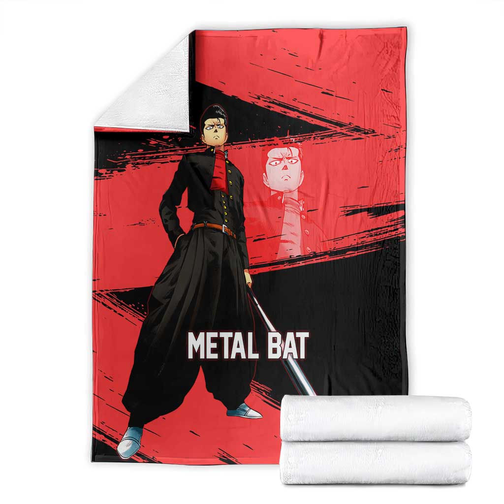Metal Bat One Punch Man Anime Red and Black Theme Blanket with Street Fighter Style and Bold Bat Stance - The Mazicc