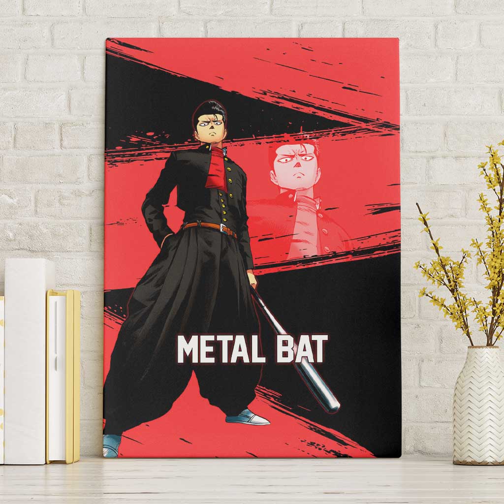 Metal Bat One Punch Man Anime Red and Black Theme Canvas Wall Art with Street Fighter Style and Bold Bat Stance - The Mazicc
