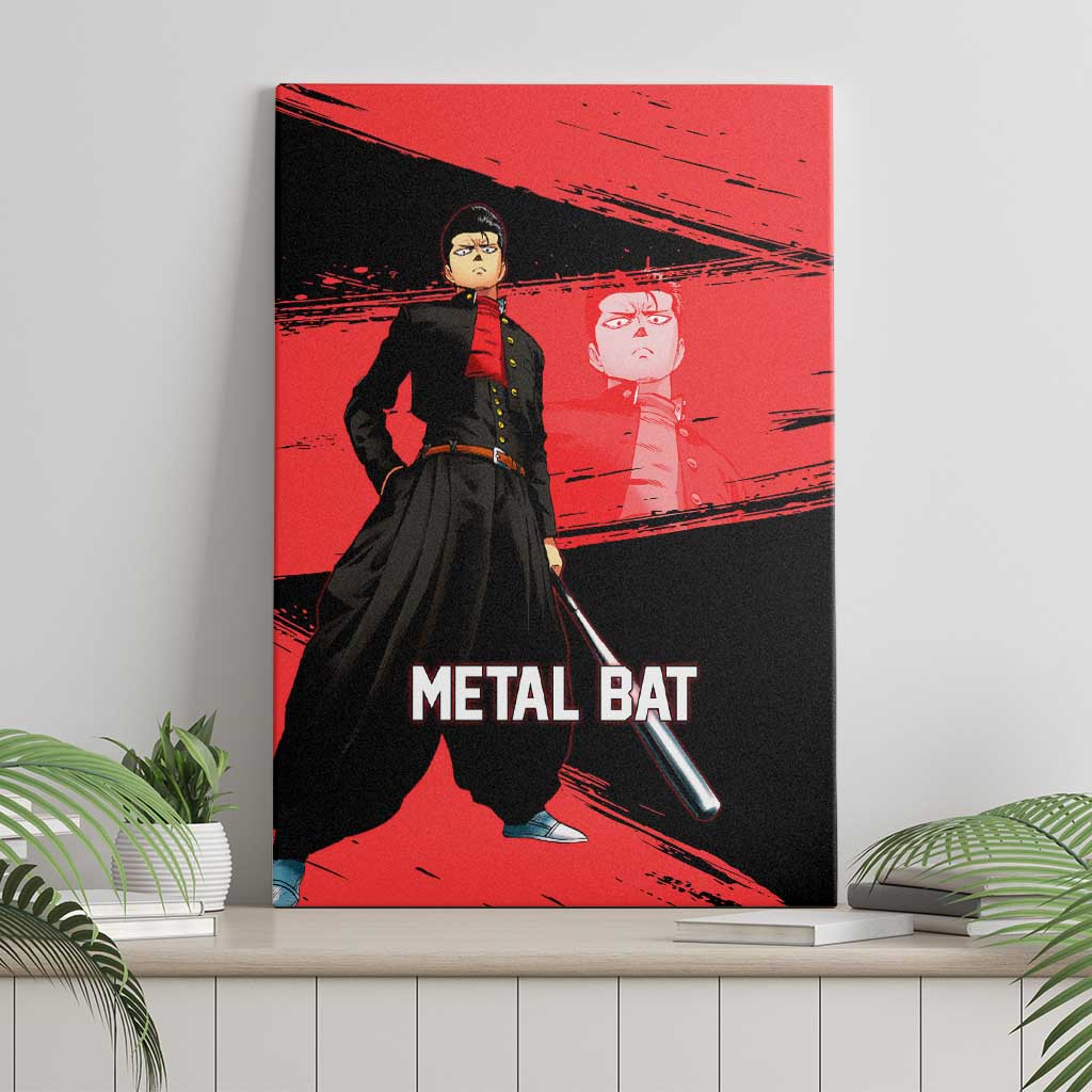 Metal Bat One Punch Man Anime Red and Black Theme Canvas Wall Art with Street Fighter Style and Bold Bat Stance - The Mazicc