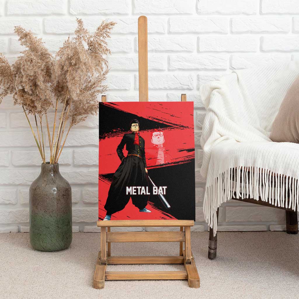 Metal Bat One Punch Man Anime Red and Black Theme Canvas Wall Art with Street Fighter Style and Bold Bat Stance - The Mazicc