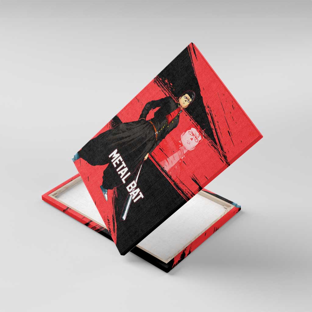 Metal Bat One Punch Man Anime Red and Black Theme Canvas Wall Art with Street Fighter Style and Bold Bat Stance - The Mazicc