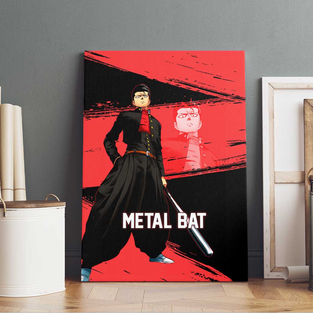 Metal Bat One Punch Man Anime Red and Black Theme Canvas Wall Art with Street Fighter Style and Bold Bat Stance - The Mazicc