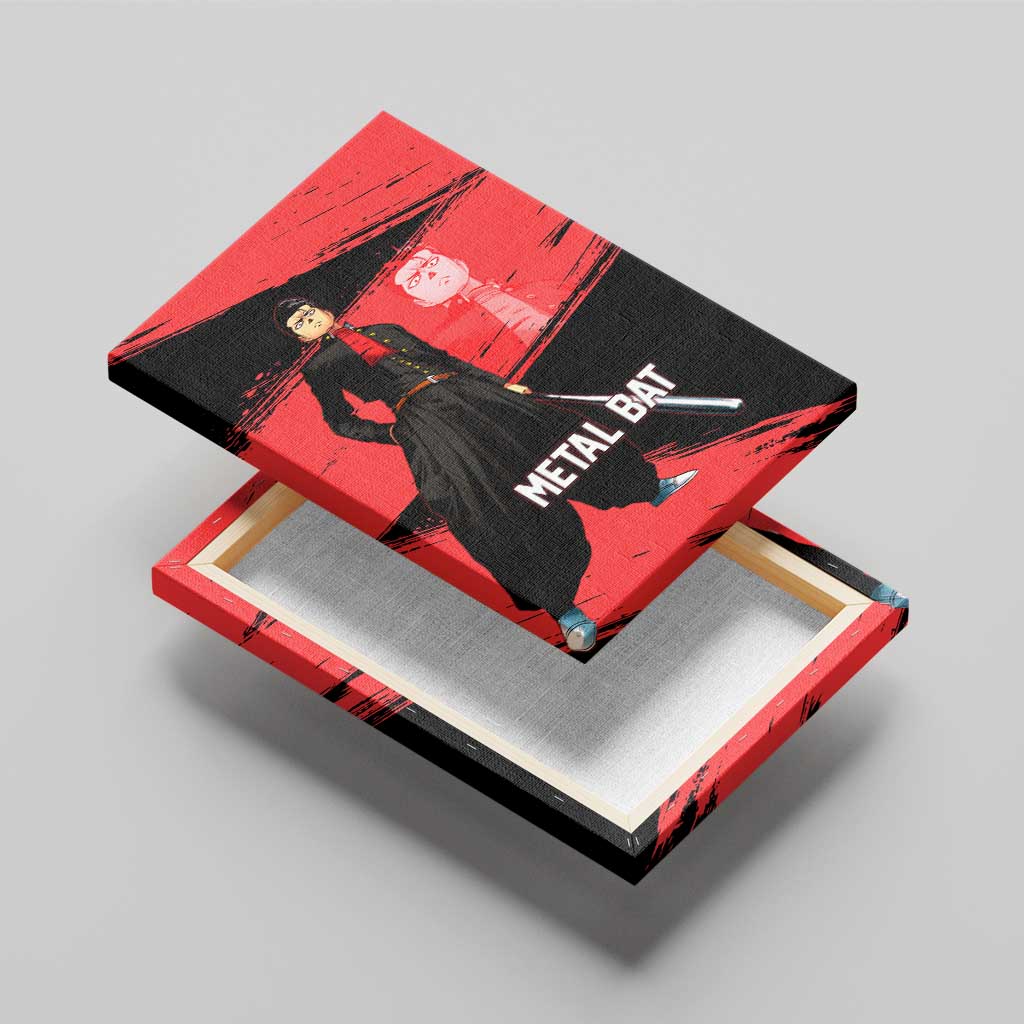 Metal Bat One Punch Man Anime Red and Black Theme Canvas Wall Art with Street Fighter Style and Bold Bat Stance - The Mazicc