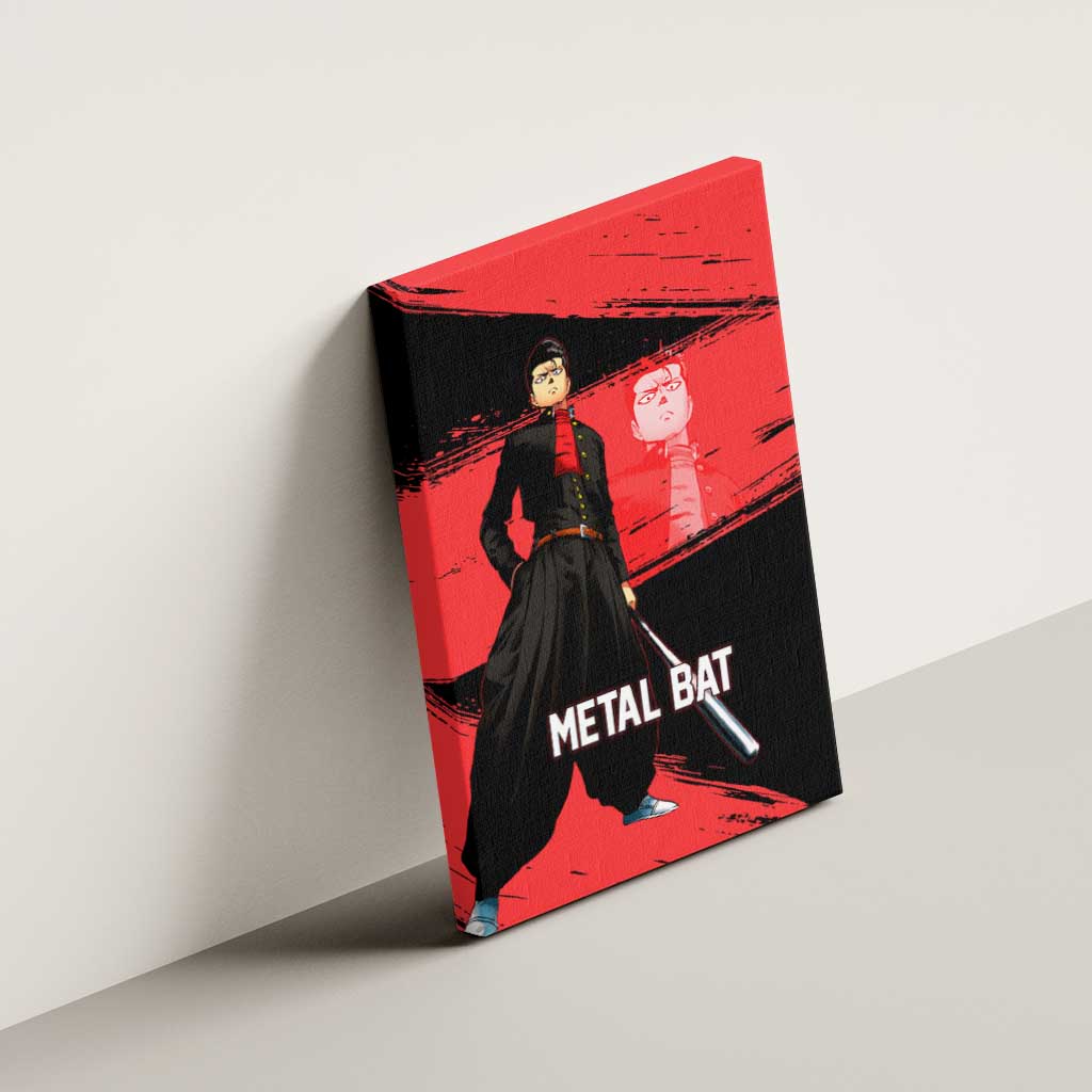 Metal Bat One Punch Man Anime Red and Black Theme Canvas Wall Art with Street Fighter Style and Bold Bat Stance - The Mazicc