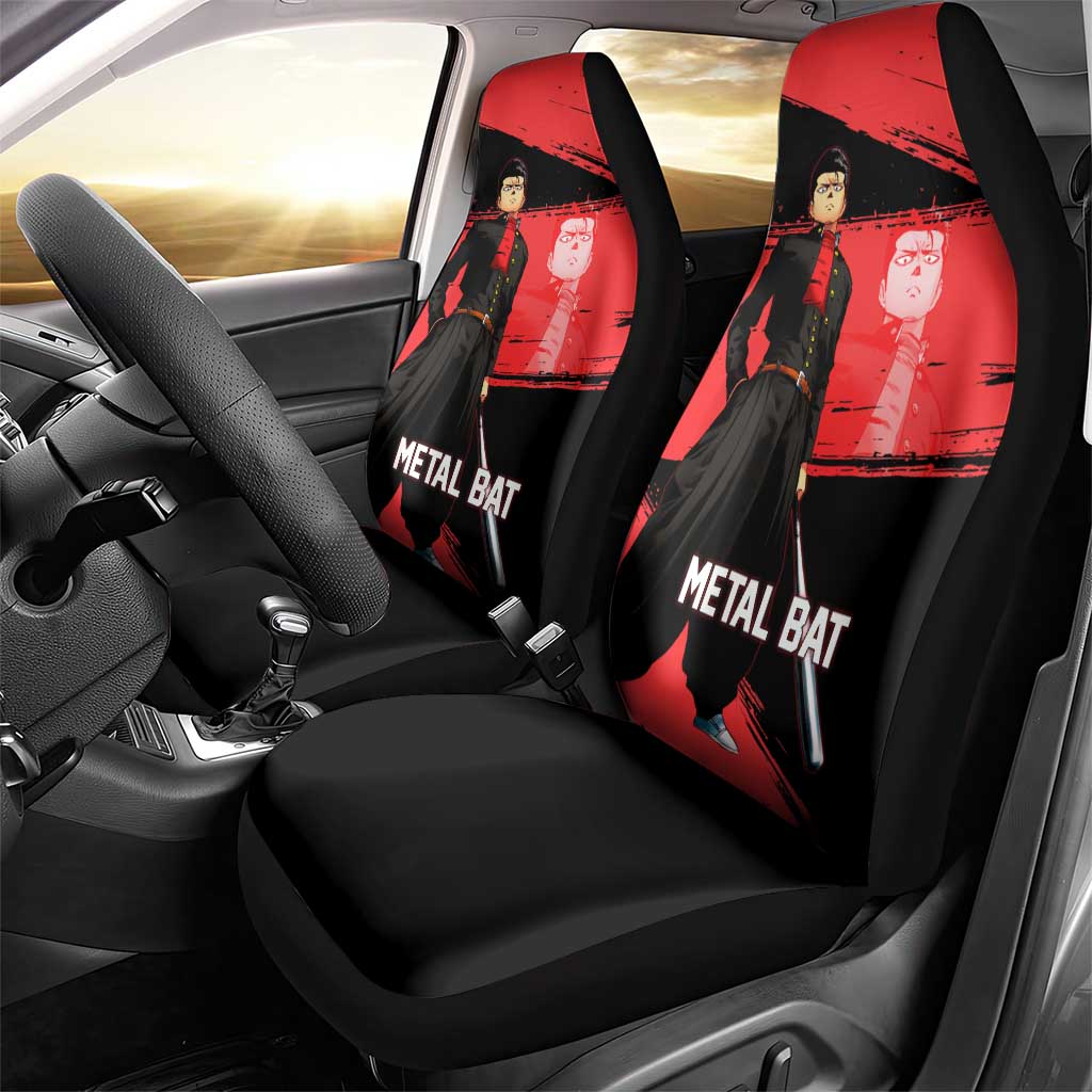 Metal Bat One Punch Man Anime Red and Black Theme Car Seat Cover with Street Fighter Style and Bold Bat Stance - The Mazicc