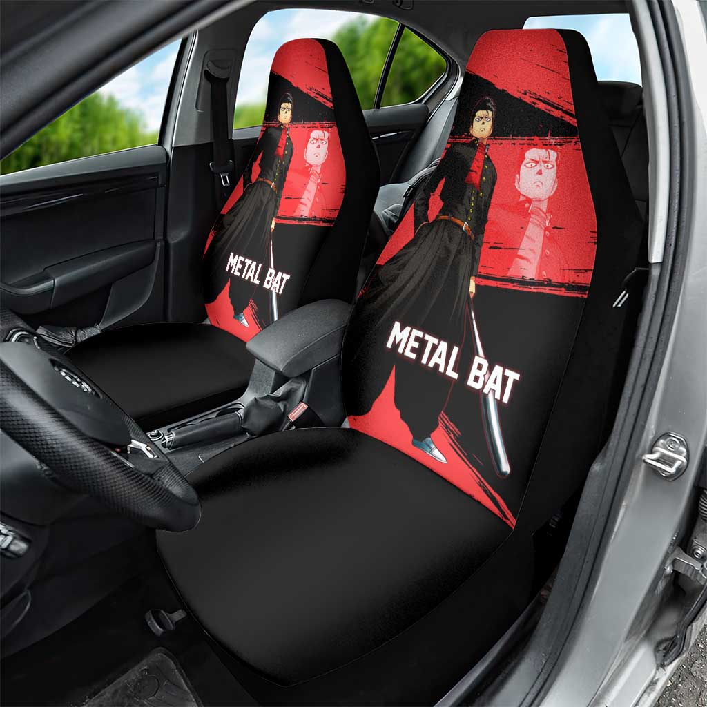 Metal Bat One Punch Man Anime Red and Black Theme Car Seat Cover with Street Fighter Style and Bold Bat Stance - The Mazicc