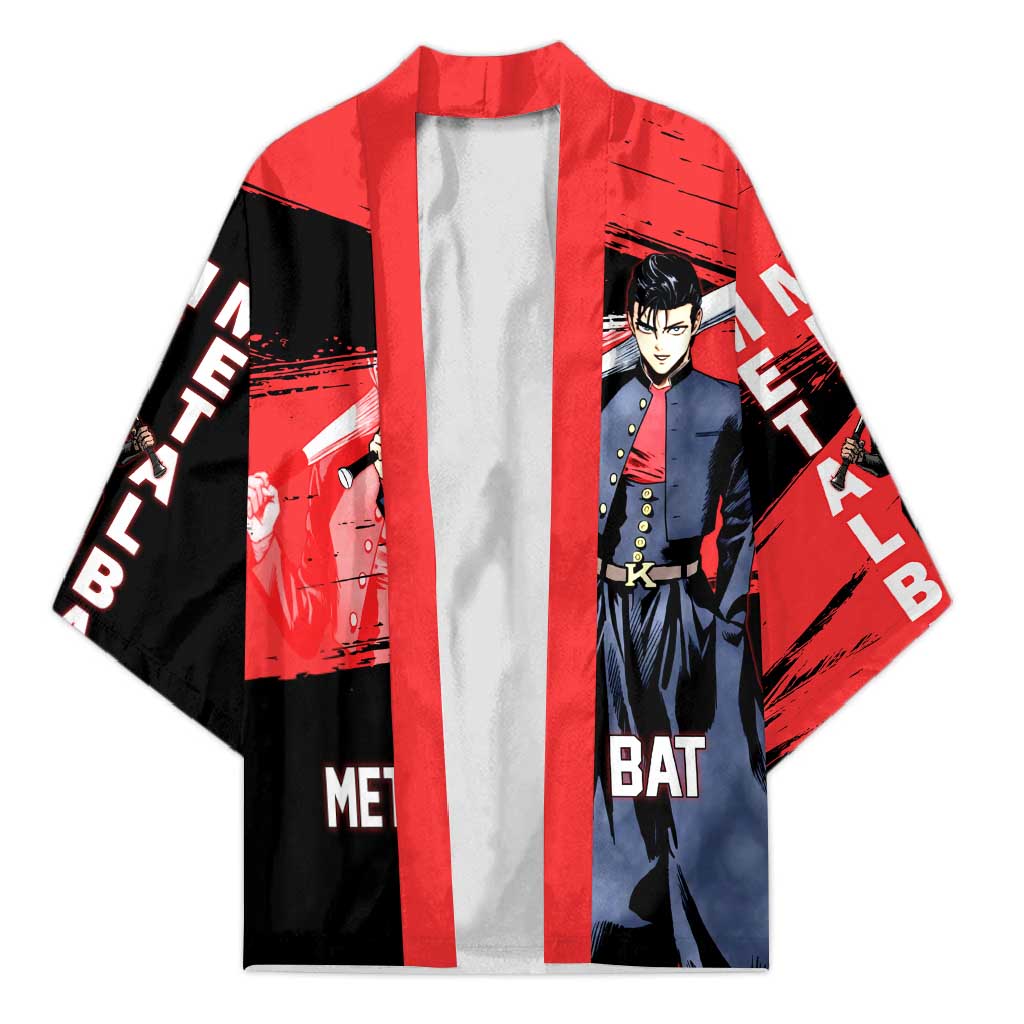 Metal Bat One Punch Man Anime Red and Black Theme Kimono with Street Fighter Style and Bold Bat Stance - The Mazicc