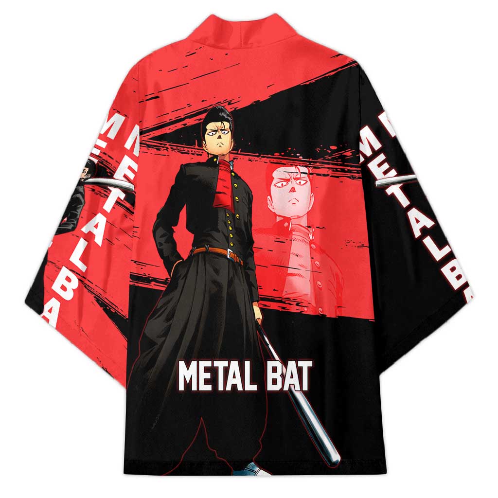 Metal Bat One Punch Man Anime Red and Black Theme Kimono with Street Fighter Style and Bold Bat Stance - The Mazicc