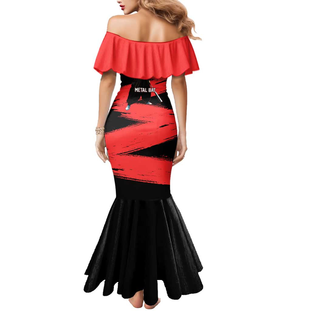 Metal Bat One Punch Man Anime Red and Black Theme Mermaid Dress with Street Fighter Style and Bold Bat Stance - The Mazicc
