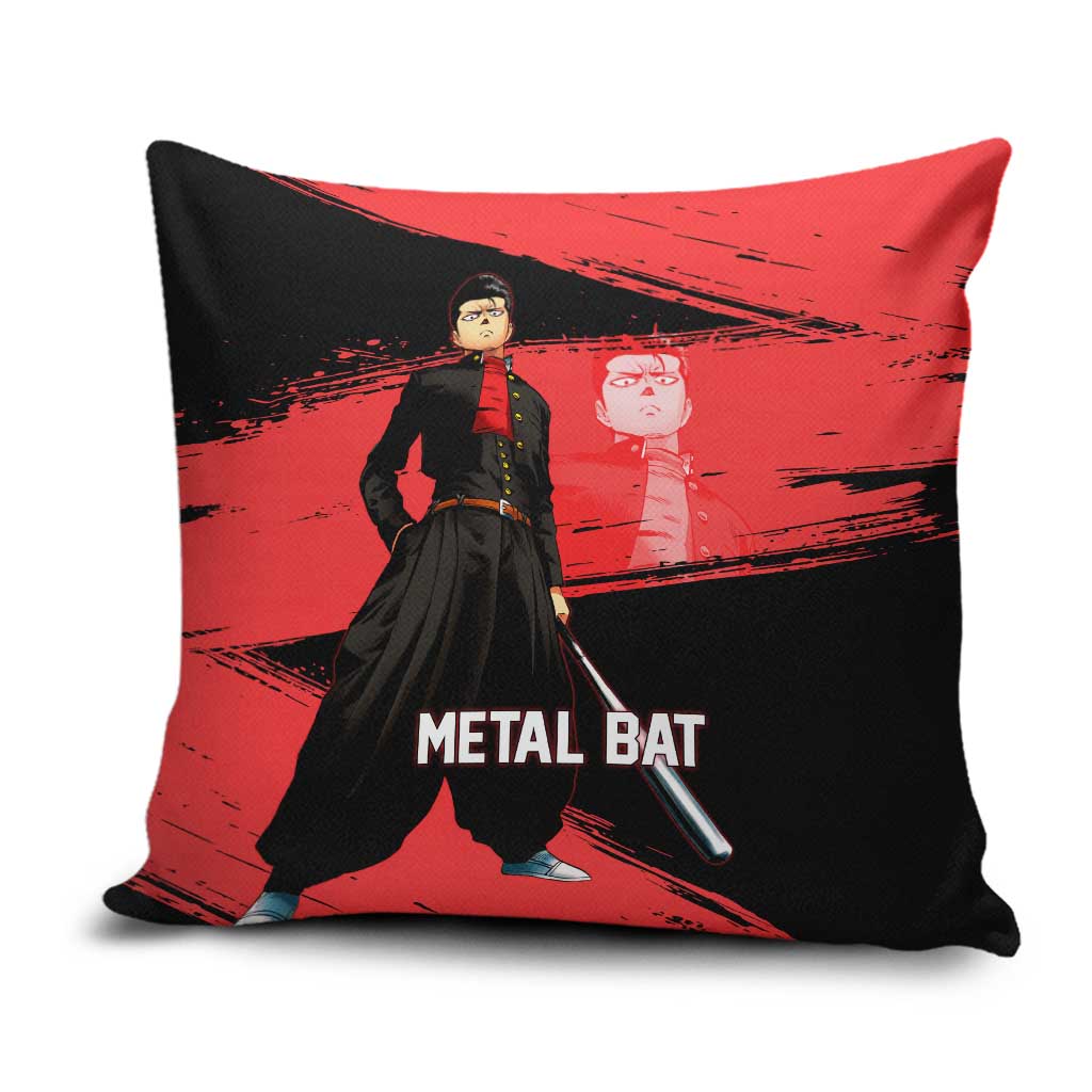 Metal Bat One Punch Man Anime Red and Black Theme Pillow Cover with Street Fighter Style and Bold Bat Stance - The Mazicc
